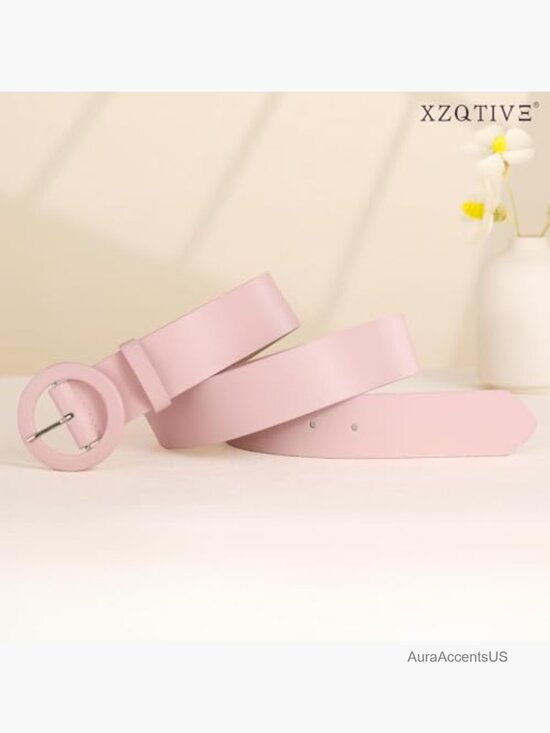 Wide Candy Color Round Buckle PU Leather Belt for Jeans Pants Dresses main image 6